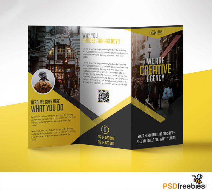 Multipurpose Trifold Business Brochure Free PSD Template
