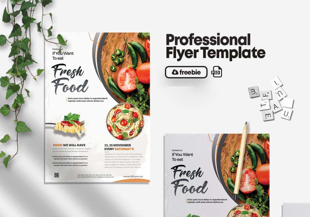 Fresh Food – Restaurant Free PSD Flyer Template
