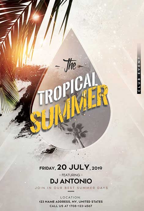Tropical Beach Party Free Flyer Template
