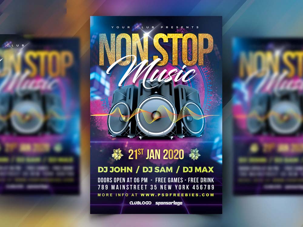 Non Stop Music Party Flyer PSD

