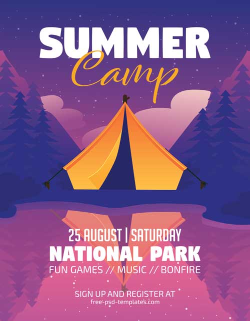 Summer Camp Vacation Free Flyer Template
