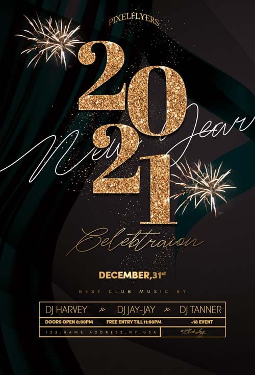 New Year Event 2021 Free Flyer Template

