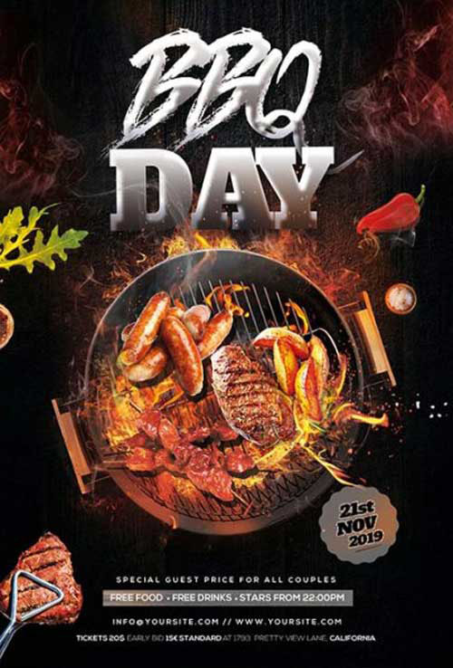 BBQ Day Party Free Flyer Template

