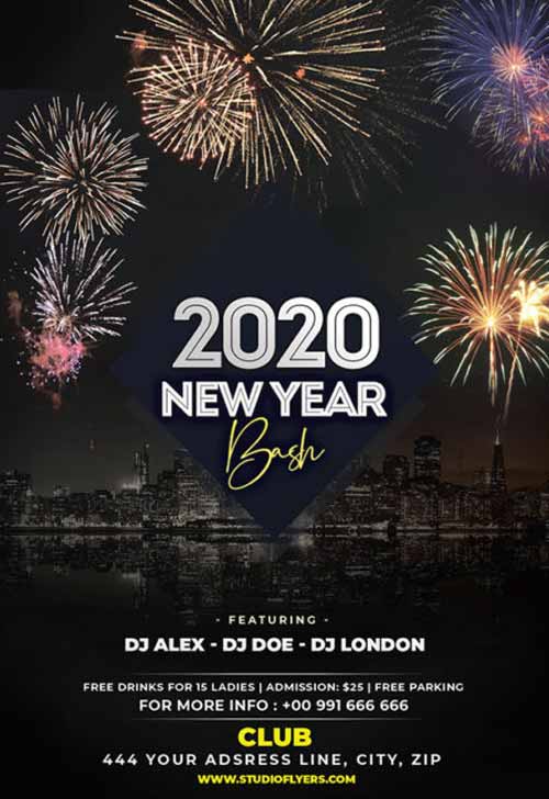 New Year Bash Party Free Flyer Template
