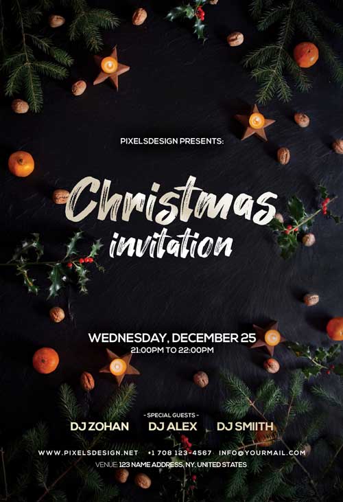 Christmas Invitation Free Party Flyer Template
