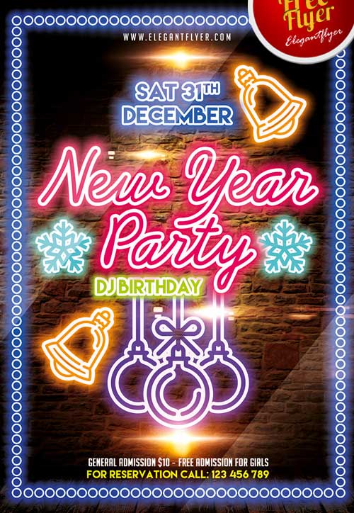 Free New Year Party PSD Flyer Template
