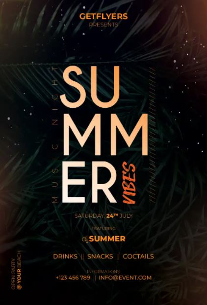 Free Summer Music Flyer PSD Template

