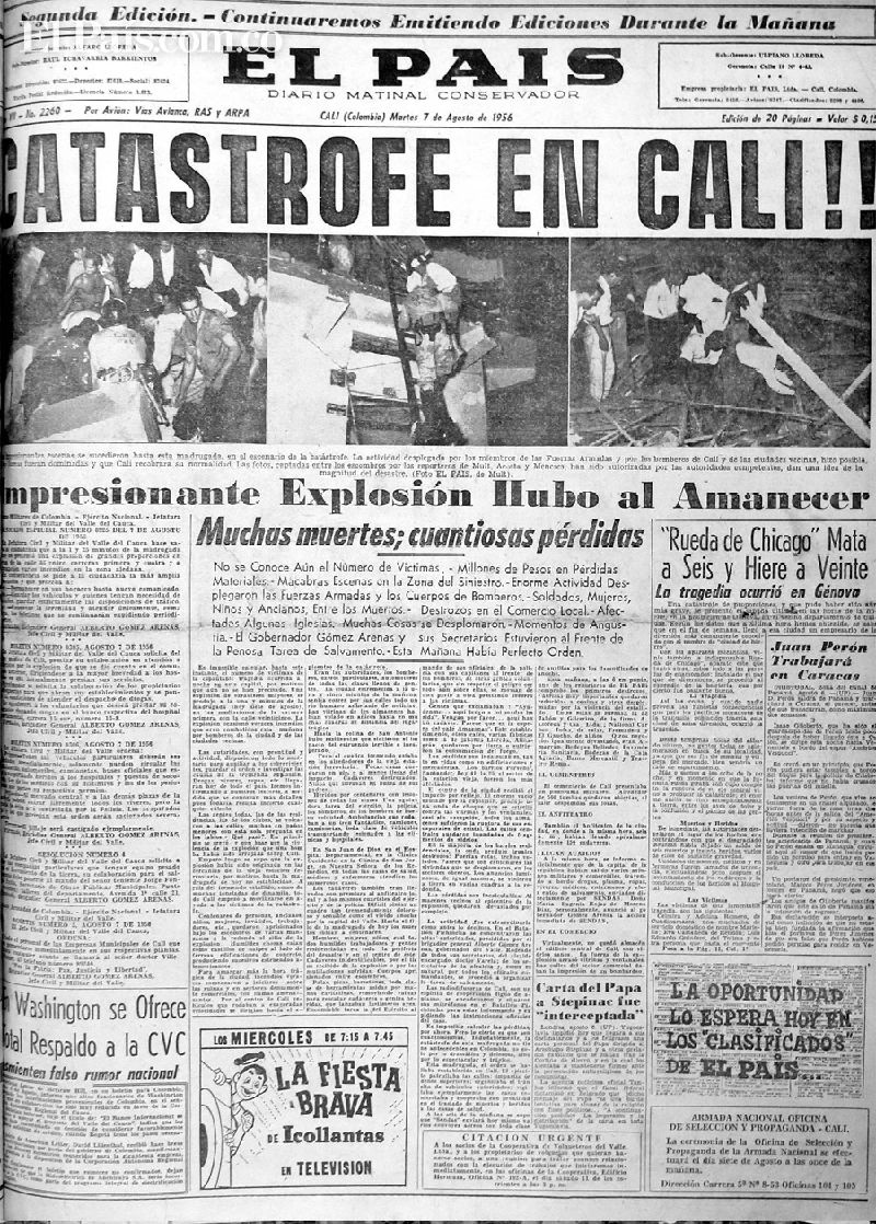 Resultado de imagen para Fotos de la ExplosiÃ³n de Cali - 1954