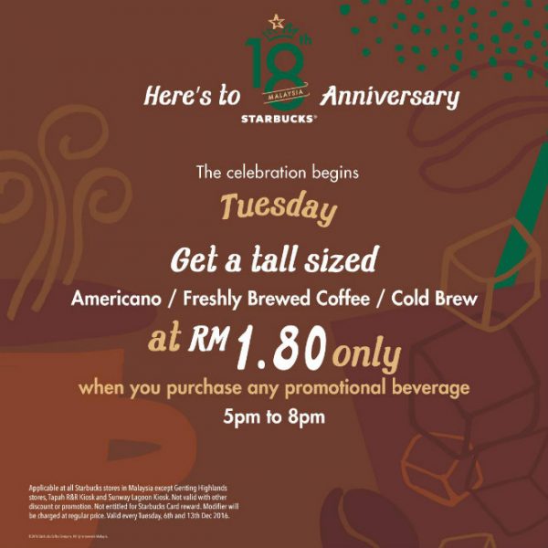 Starbucks RM1.80 Tuesday Promotion