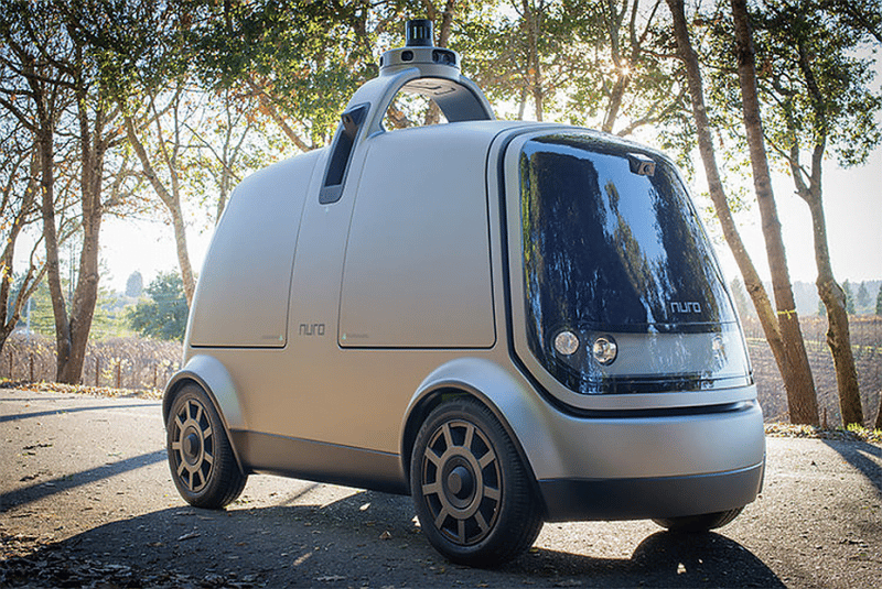 Voici R1, l'un des véhicules autonomes de Nuro utilisé pour la livraison de nourriture