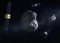 Vue d'artiste de la mission Hera de l'ESA, un petit vaisseau spatial qui vise à déterminer si un astéroïde à destination de la Terre pourrait être dévié. ESA