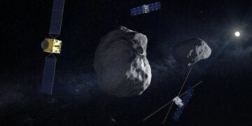Impresión artística de la misión Hera de la ESA, una pequeña nave espacial que tiene como objetivo investigar si un asteroide que se dirige a la Tierra podría ser desviado. ESA