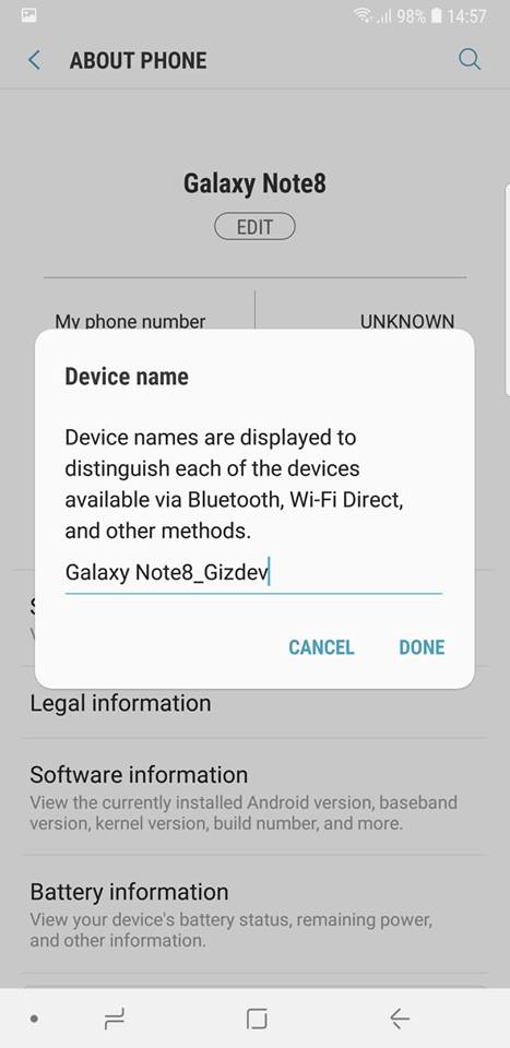 Change Device Name on Android