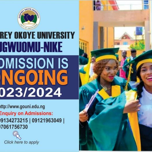 2023/2024 Admissions into Godfrey Okoye University Enugu has commenced.