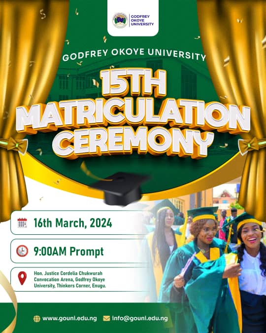 Join us on March 16th, 2024, as we welcome the newest members of Godfrey Okoye University!