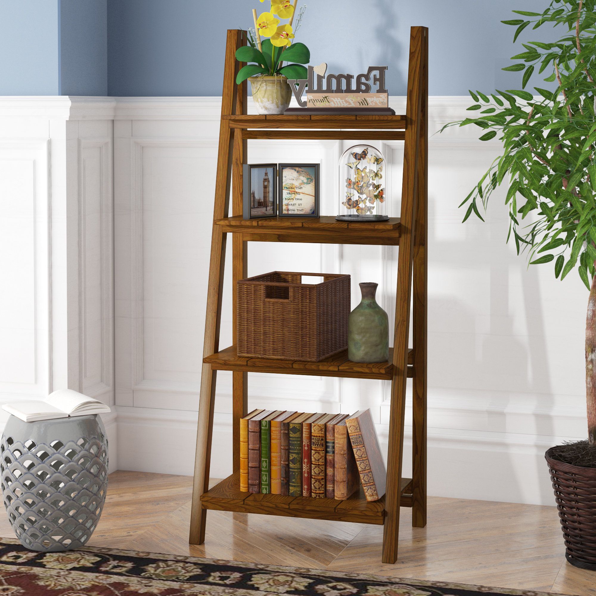 Featured Photo of Bordelon Slatted Ladder Bookcases