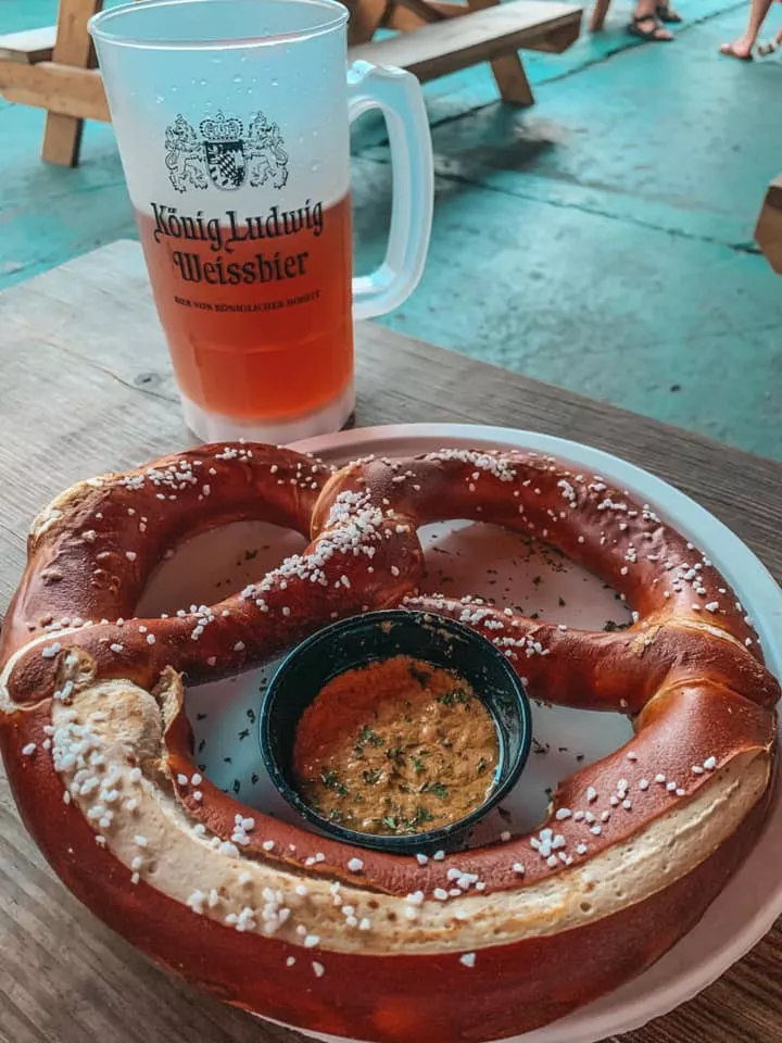 Large pretzel and beer from King Ludwigs