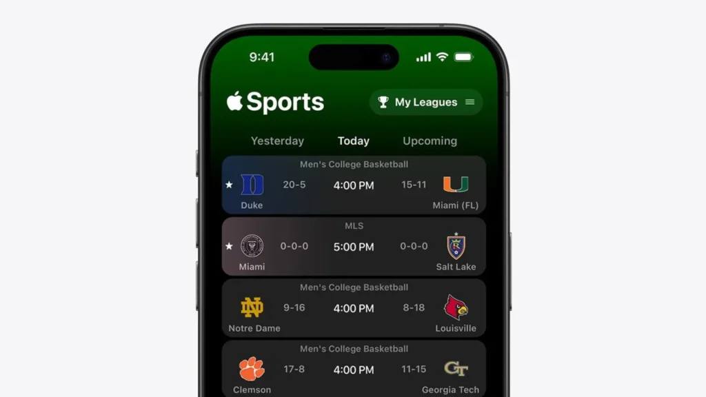 Pros of Apple sports app;   Apple Sports App 