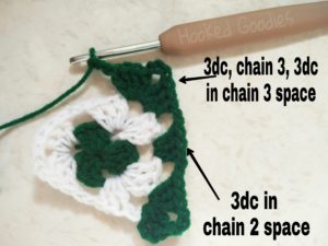 Crochet Granny Triangle-Round 3 explained