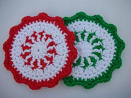 Crochet Peppermint Christmas Coaster