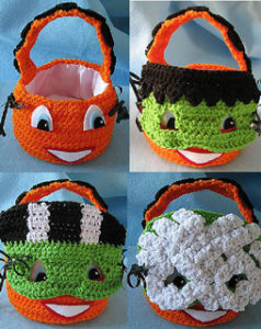 Free Crochet Patterns for Pumpkin Halloween Trick or Treat Bags