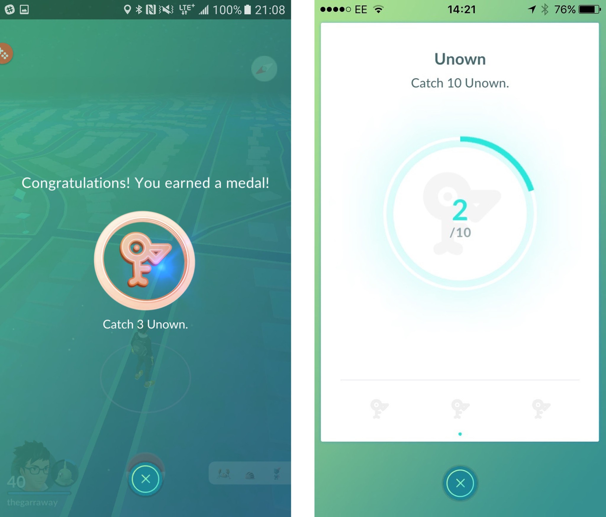 Unown Medal Screen