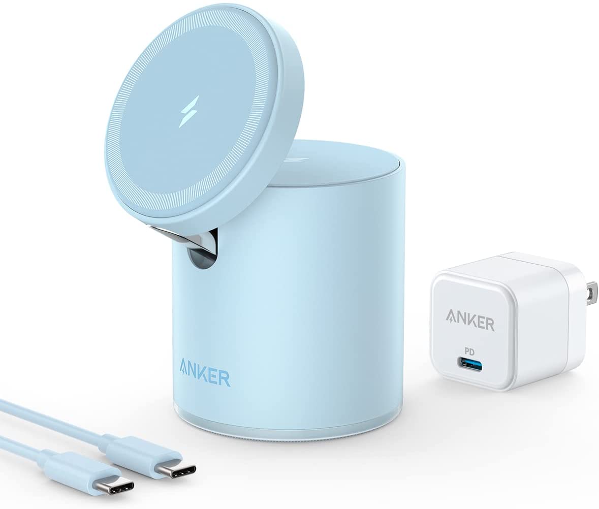 Anker 623 Maggo Magnetic Wireless Charger 2 In 1 Misty Blue