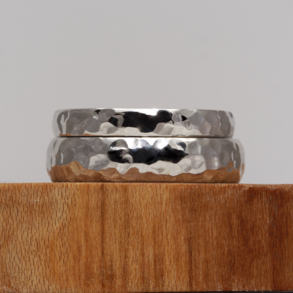 Handmade Platinum Rings with a Hammered Finish