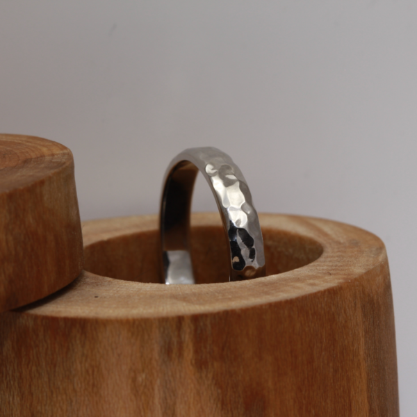 Recycled Platinum Hammered Wedding Ring