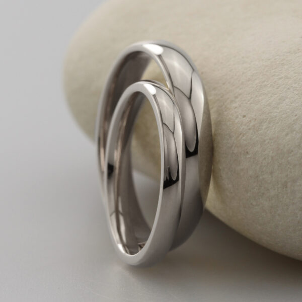 Handmade Platinum Polished Court Wedding Rings