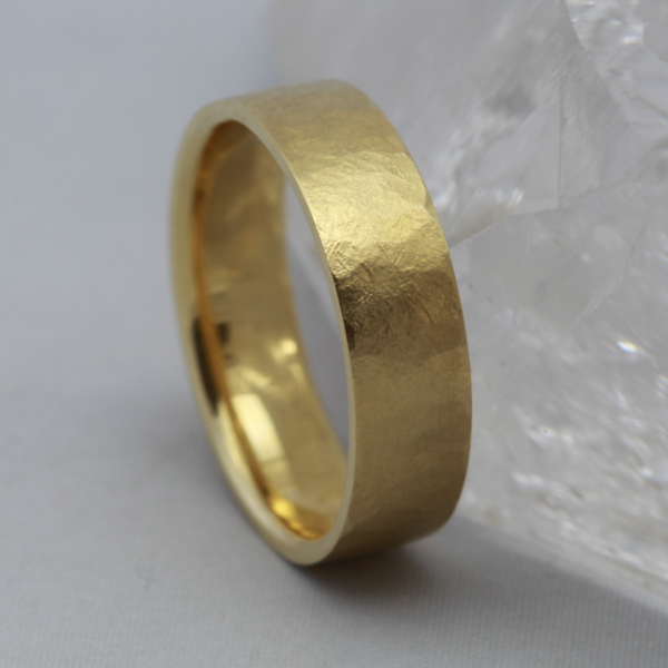 Handmade Gold Ring with a Hammered Finish