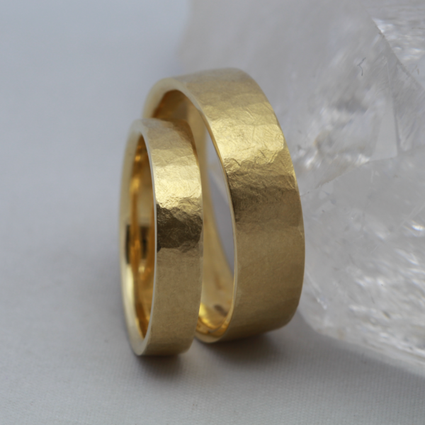Handmade Gold Rings with a Hammered Finish