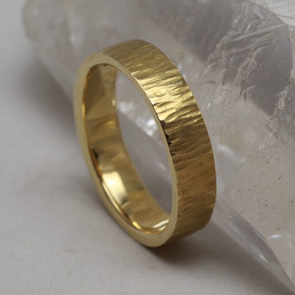 Handmade Gold Ring with a Matt Hammered Finish