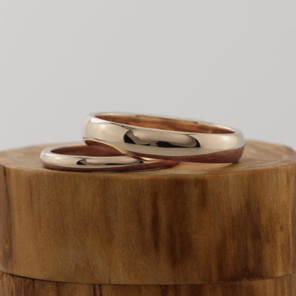 Recycled 18ct Rose Gold Polished D Shape Wedding Rings