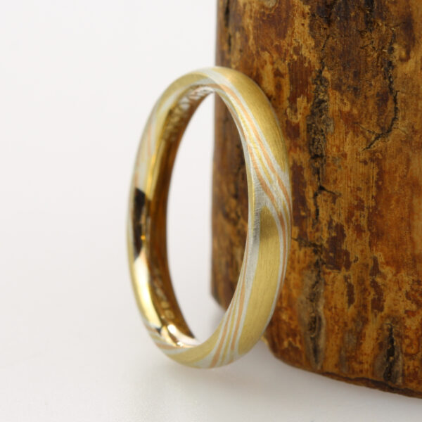 Custom 18ct Gold Mokume Gane Wedding Ring