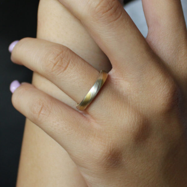 Unique 18ct Gold Mokume Gane Wedding Ring
