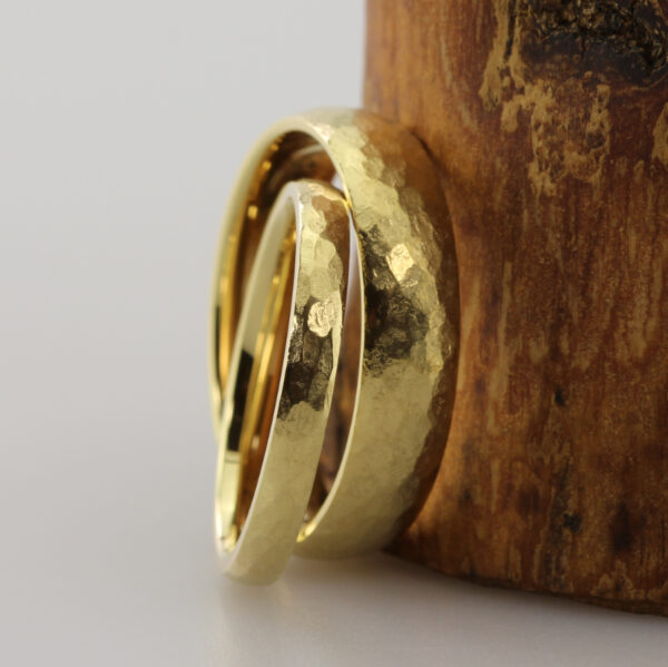Eco Gold Rings with a Hammered Finish