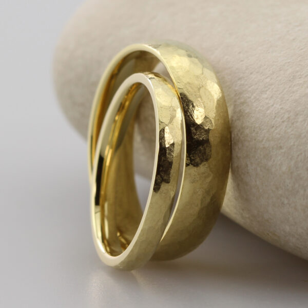 Recycled 18ct Gold Rings with a Hammered Finish