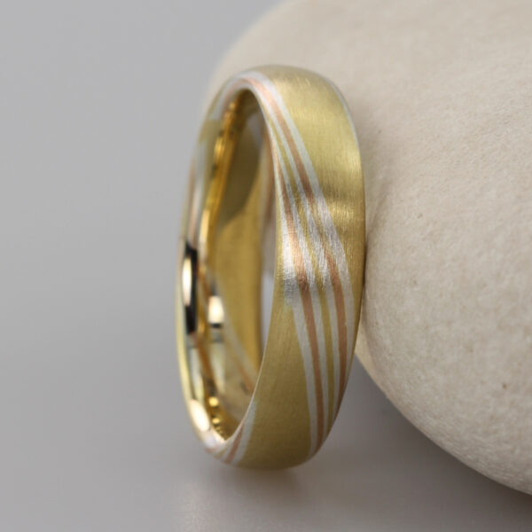 Unusual 18ct Gold Mokume Gane Wedding Ring