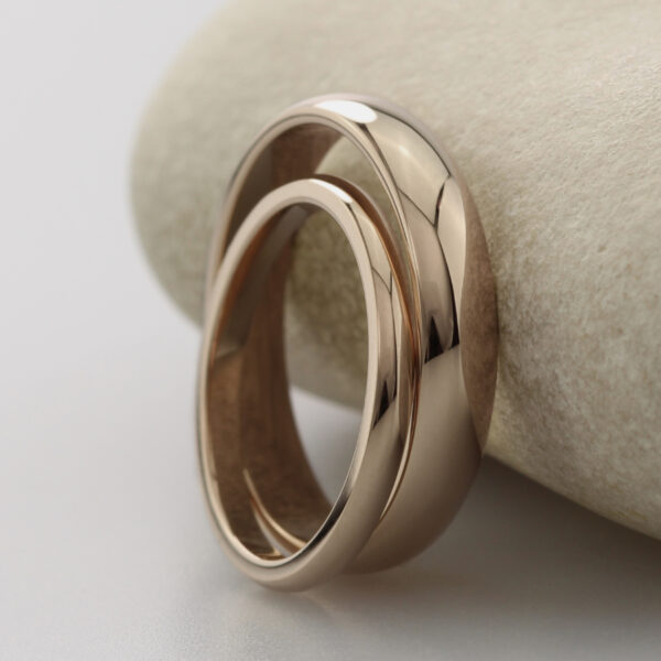 Hand Crafted 18ct Rose Gold Polished D Shape Wedding Rings