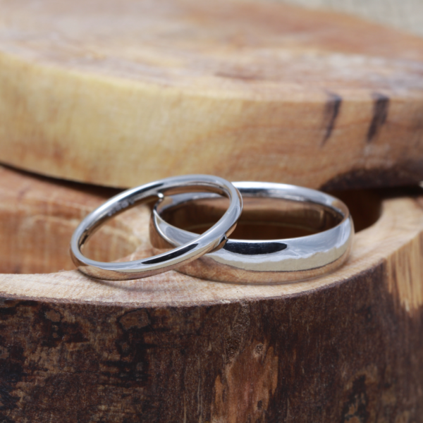 Ethical White Gold Wedding Rings with a Polished Finish