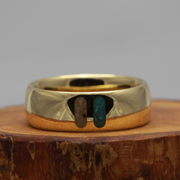Recycled 18ct Gold Turquoise and Smoky Quartz Inlay Ring