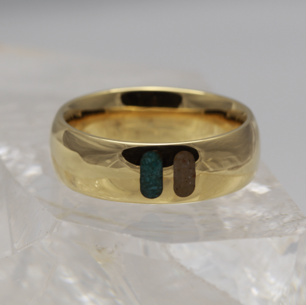Sustainable 18ct Gold Turquoise and Smoky Quartz Inlay Ring
