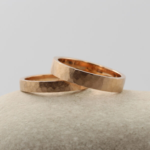 Ethical Rose Gold Rings with a Hammered Finish