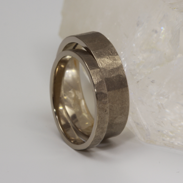 Ethical White Gold Rings with a Hammered Finish