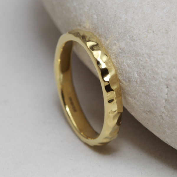 Handmade Gold Hammered Wedding Ring