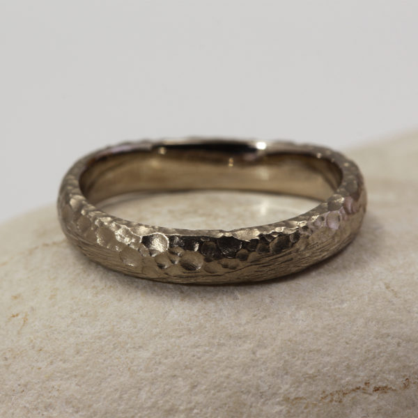 Handmade 18ct White Gold Textured Wedding Ring