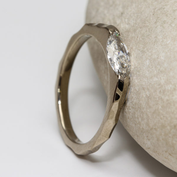 handmade white gold marquise diamond ring