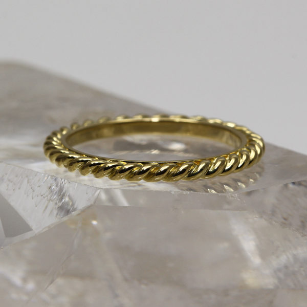 Recycled Hand Drawn 18ct Gold Rope Twist Wedding Ring