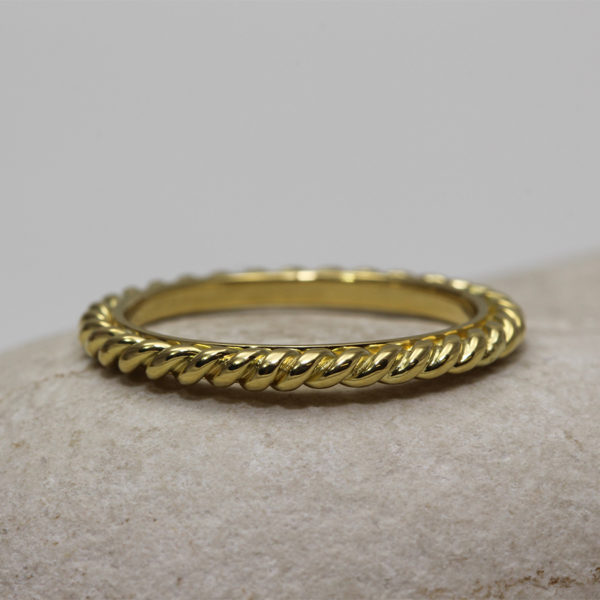 Unique Hand Drawn 18ct Gold Rope Twist Wedding Ring